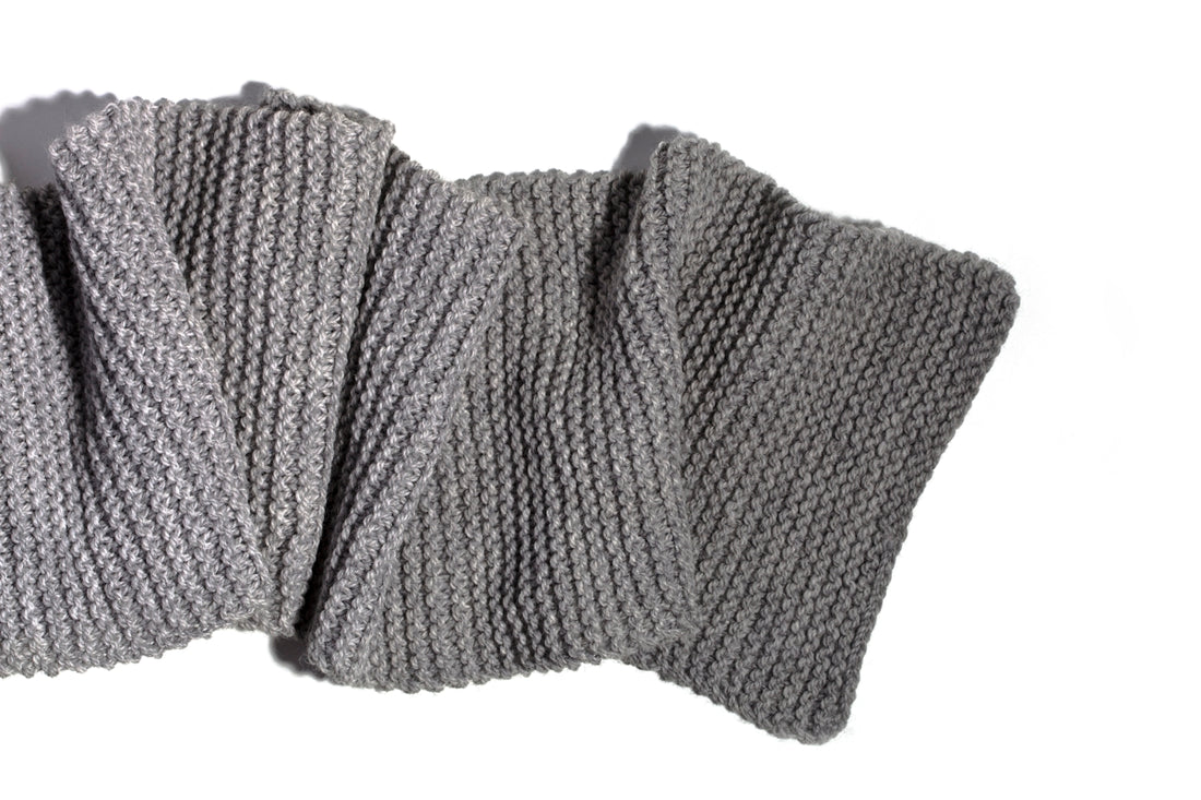 A pair of gray gloves sitting on top of each other