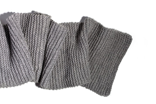 A pair of gray gloves sitting on top of each other