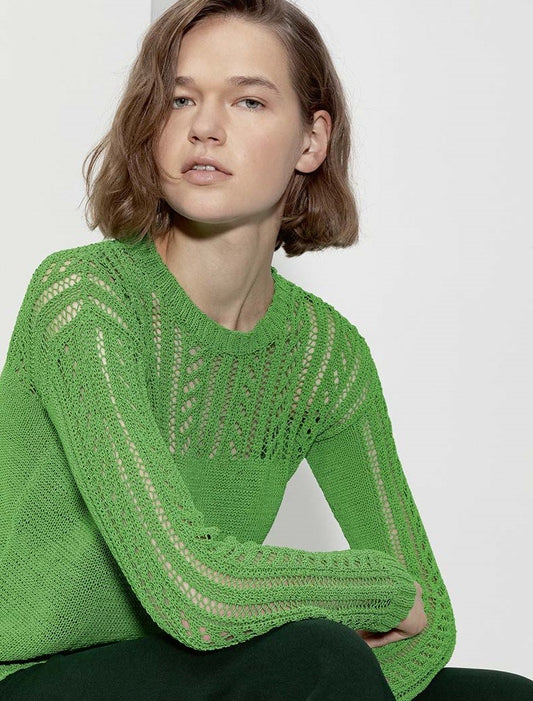 Pull manches longues et haut ajourés - fil Carly - Modèle 43 FAM 267
