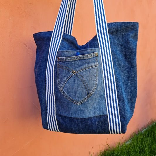 Sac jean recyclé motif hawaien